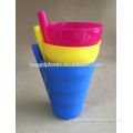 3PK plastic drinking cup with built in straw,3PK sipper cups TG20111-3PK